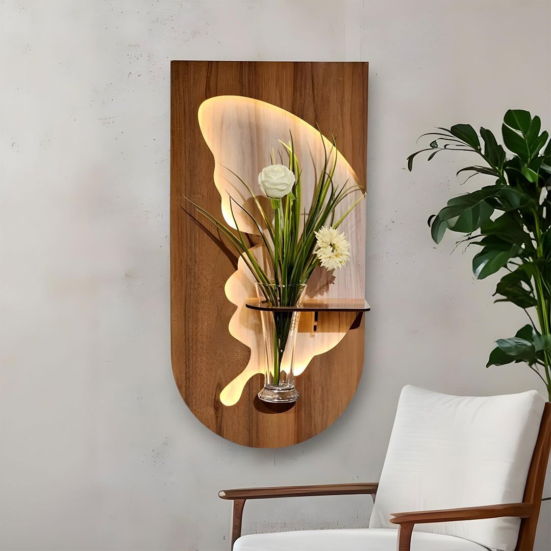 Panneau Mural Décoratif avec Éclairage LED Design Moderne en Bois V1