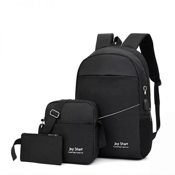 3 PCS Sac à dos multifonctionnel Avec Sortie USB ET Sortie kit-man - Noir