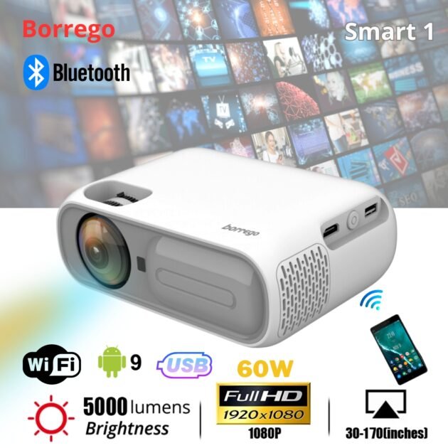 Borrego Projector Smart 1 Android 9.0 Bluetooth Projection technology 3.5inch LCD TFT display