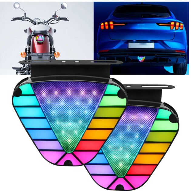 Feu arrière clignotant triangulaire à LED multicolore 2PCS – مصباح إشارة متعدد الألوان