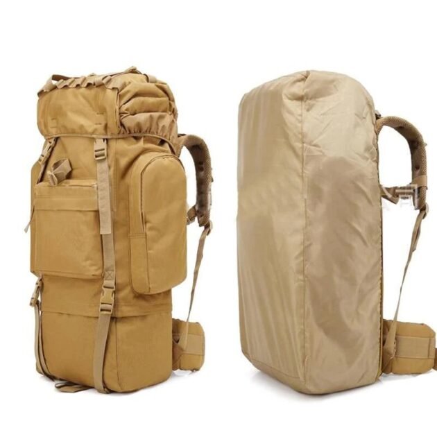 Sac à dos Randonnée professionnel en toile de Camouflage étanche à double épaule 90 L – kaki