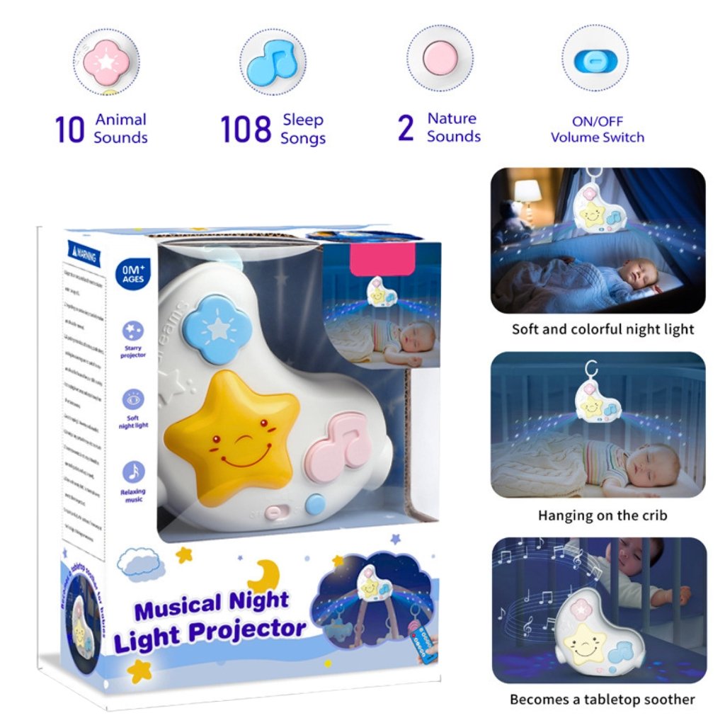 Projecteur veilleuse musicale avec télécommande pour bébé - جهاز عرض ضوئي ليلي موسيقي مع جهاز تحكم عن بعد للطفل