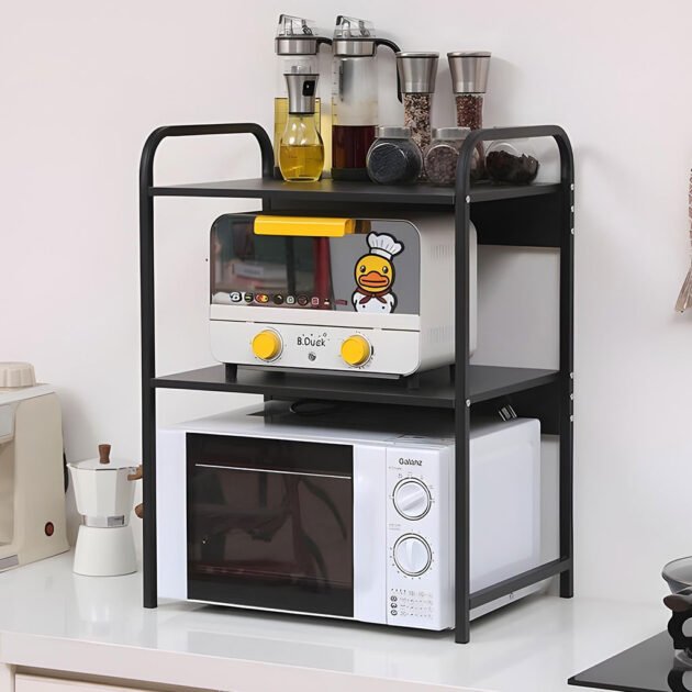 Support pour four à micro-ondes et étagère de rangement 3 étages – منظم أغراض وحامل ميكروويف