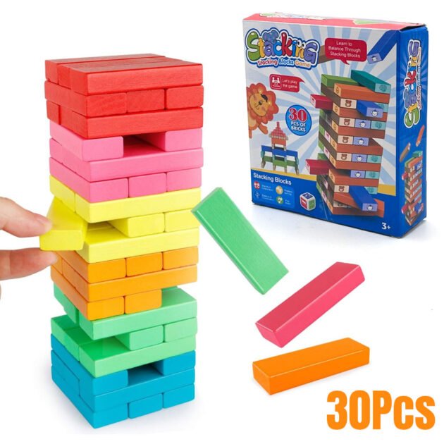 Jeu de blocs de construction colorés 30pcs - لعبة هدم الأبراج