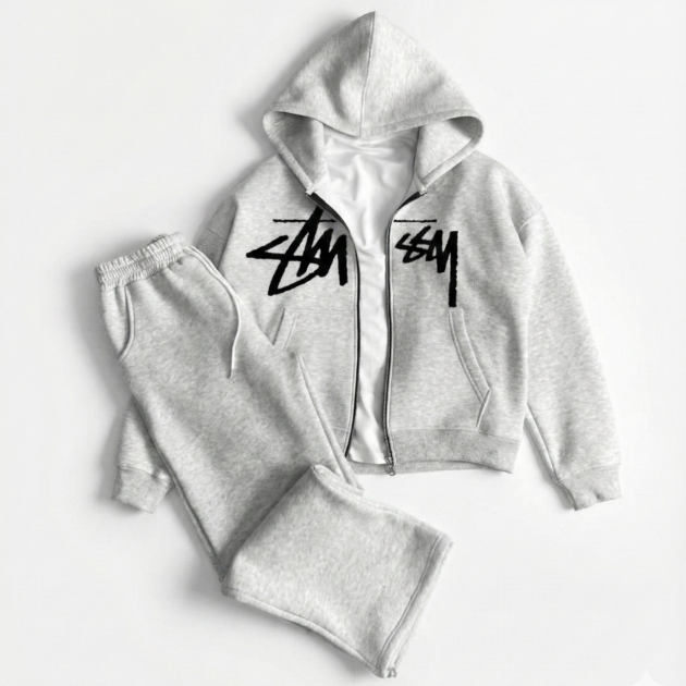 Ensemble stussy Veste + Pantalon Baggy Premium GRIS