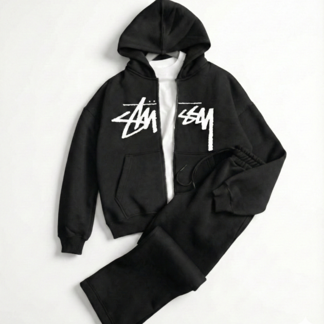 Ensemble stussy Veste + Pantalon Baggy Premium noir