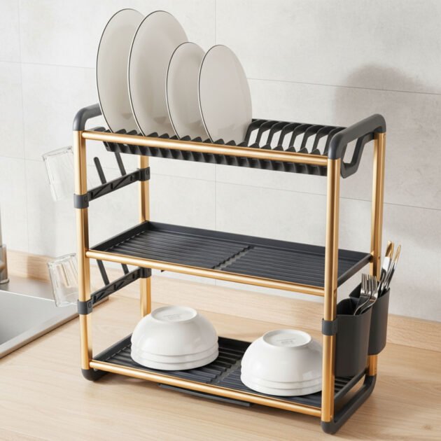 Egouttoir à Vaisselle en Aluminium de Haute Qualité 3 étages SX-841 – منظم أواني الغسيل