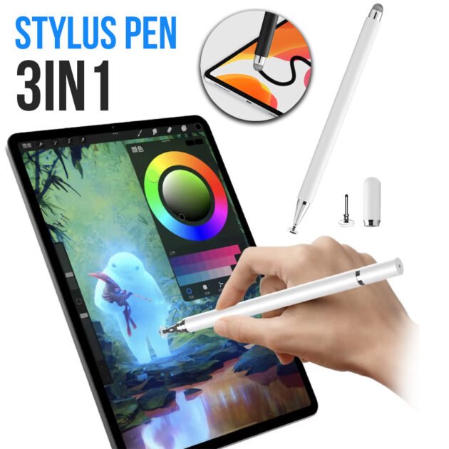 Stylet universel 3 en 1 pour tablette graphique et Téléphone Portable - القلم الذكي موافق للأجهزة اللوحية والهواتف