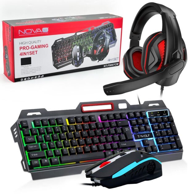 Nova Tech Pack Gaming 4en1 – Ensemble Complet Clavier, Souris, Casque Tapis - مجموعة أدوات الحاسوب كاملة