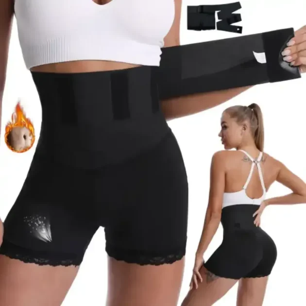 Short Gainant Amincissant avec Ceinture Sculptante 2-en-1