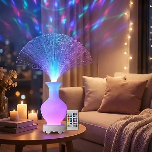 مصباح الألياف الضوئية الذكي RGB مع جهاز تحكم عن بُعد + موزّع عطور أنيق