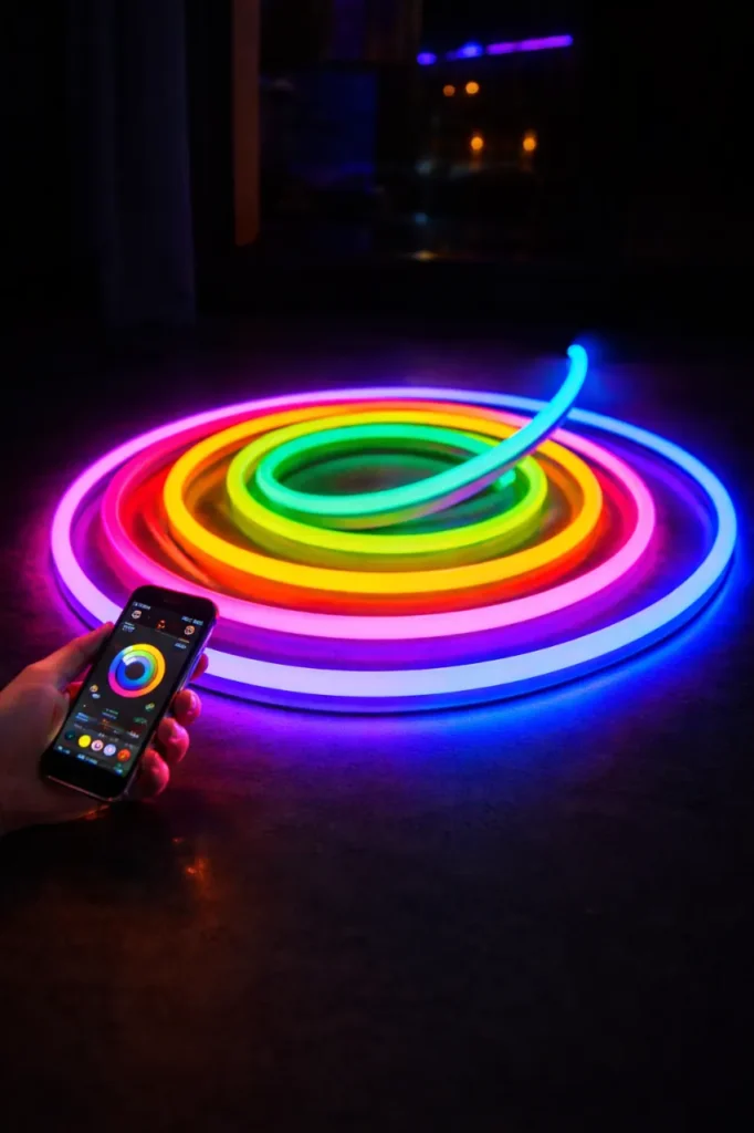شريط LED نيون ديكور احترافي مع تحكم عن بعد