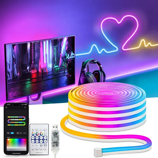 LED Smart Neon Strip Light RGB مع ريموت وتطبيق