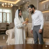 مبخرة ذهبية فاخرة بنقوش عربية أنيقة.