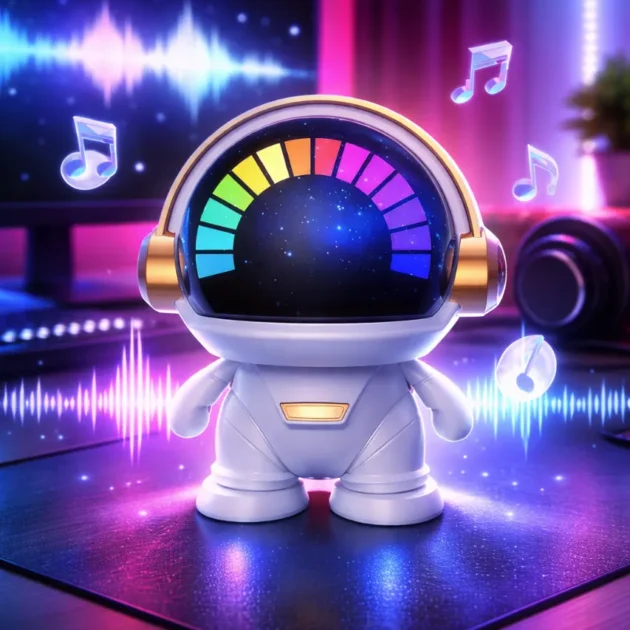 🤖 Space Robot Sound – سماعة بلوتوث ذكية بإضاءة تفاعلية مع الموسيقى.