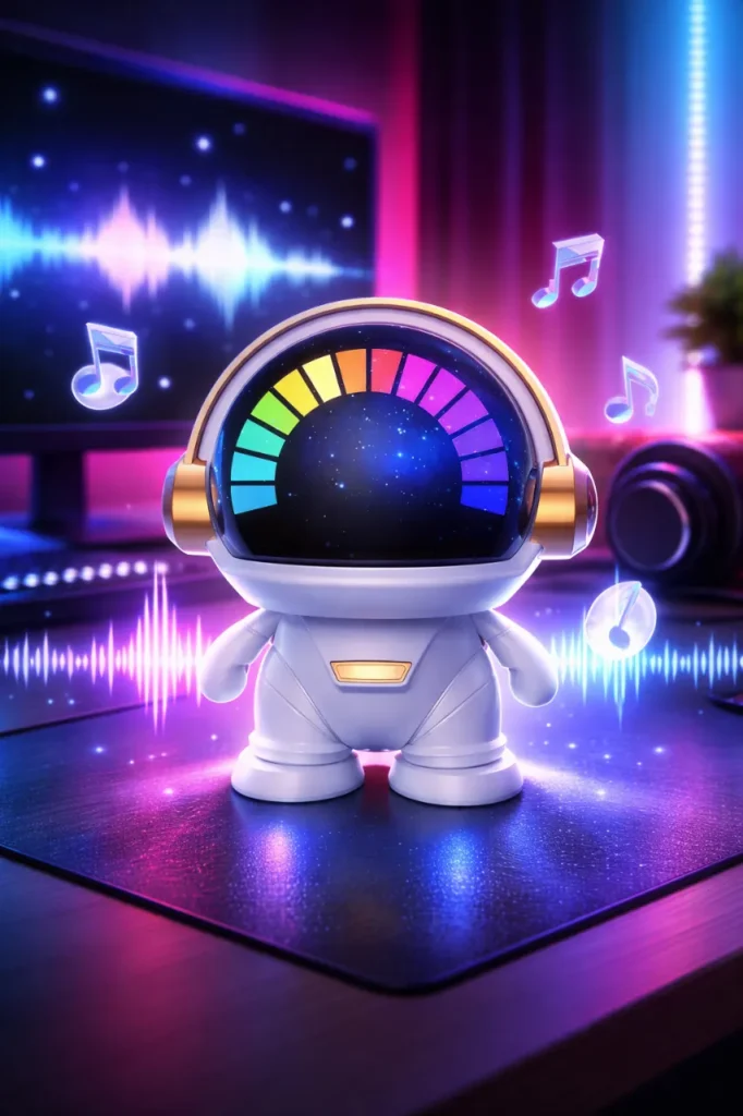 🤖 Space Robot Sound – سماعة بلوتوث ذكية بإضاءة تفاعلية مع الموسيقى.