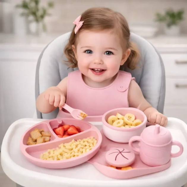 Silicone Baby Cutlery Set – طقم إطعام الأطفال السيليكوني.
