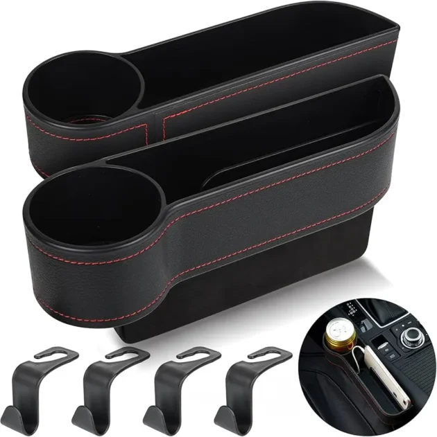 منظم جانبي للسيارة مع حامل أكواب | Car Seat Gap Organizer