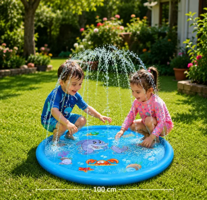 نافورة رشاش مائية للأطفال 100 سم – ألعاب صيفية للحديقة.