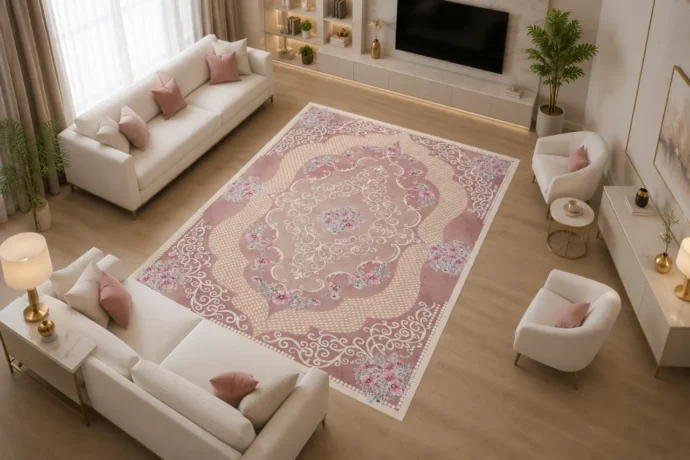 Story Home – Tapis Floral Rose Élégance 270×180 cm