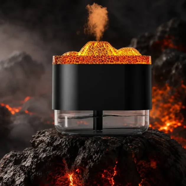 مرطب الهواء البركاني الذكي بتأثير اللهب الواقعي (Volcano Humidifier)