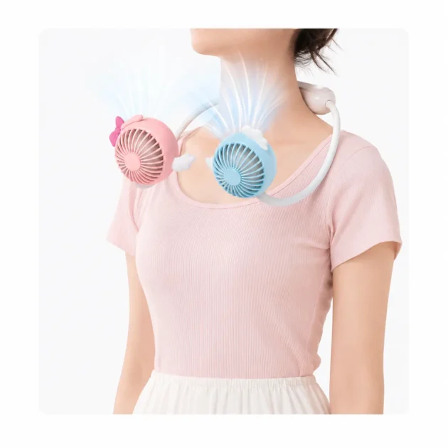 مروحة الرقبة المعلقة للأطفال والكبار USB – Cartoon Neck Hanging Fan