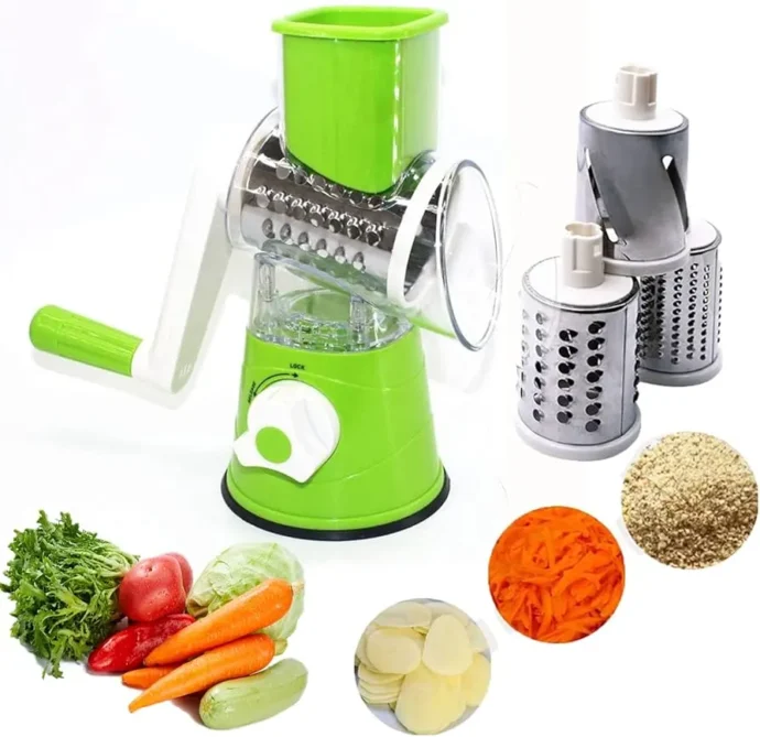 مبشرة الخضروات الدوّارة متعددة الوظائف – Tabletop Drum Grater