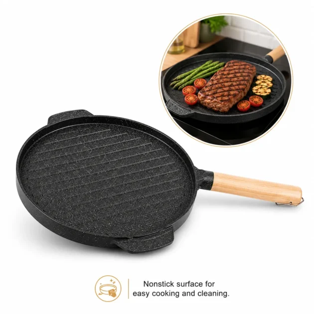 مقلاة شوي جرانيت غير لاصقة | Poêle Grill en Granit Antiadhésive