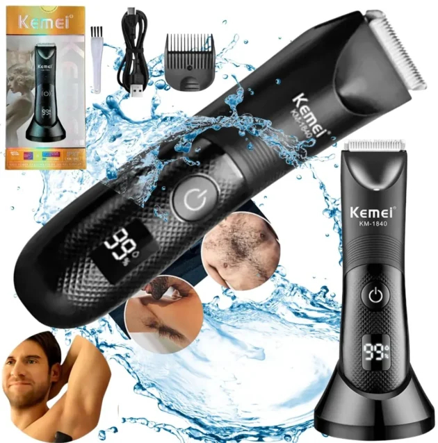 ماكينة حلاقة الجسم والمناطق الحساسة Kemei KM-1840 مقاومة للماء.