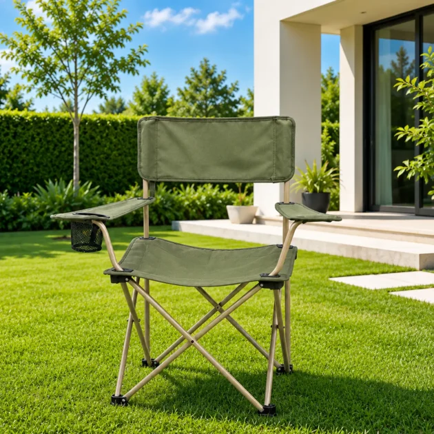 Chaise de Camping Pliante avec Porte-Gobelet