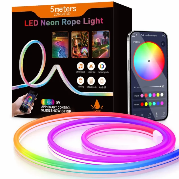 شريط إضاءة نيون LED RGB ذكي 5 متر – LED Neon Rope Light