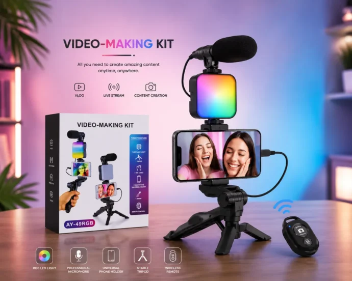 AY-49RGB Video-Making Kit – Professional Smartphone Vlogging Kit