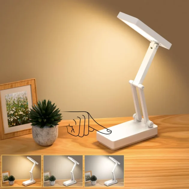 مصباح LED مكتبي قابل للطي والشحن – إضاءة ذكية بثلاثة أوضاع 💡