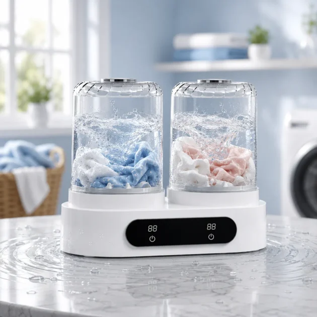 Twin Tub Washing Cup KJ-R11 | جهاز غسيل مزدوج محمول للملابس