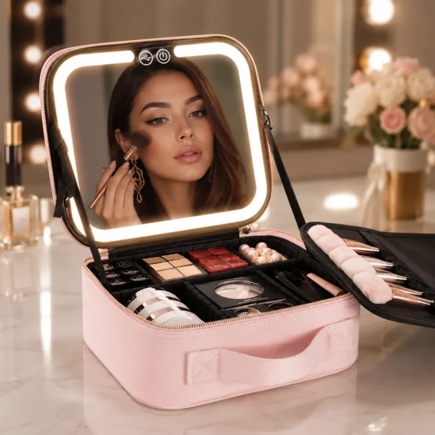 Trousse De Maquillage De Voyage Avec Miroir Lumineux
