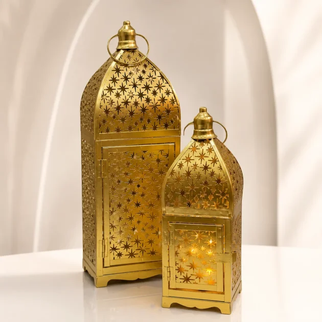 طقم فوانيس ديكور ذهبية (قطعتان) | Ensemble de Lanternes Décoratives