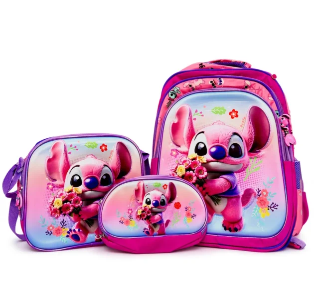 Cartable Stitch Rose 3 Pièces